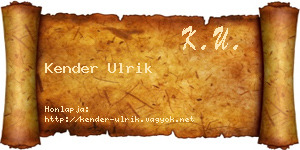 Kender Ulrik névjegykártya